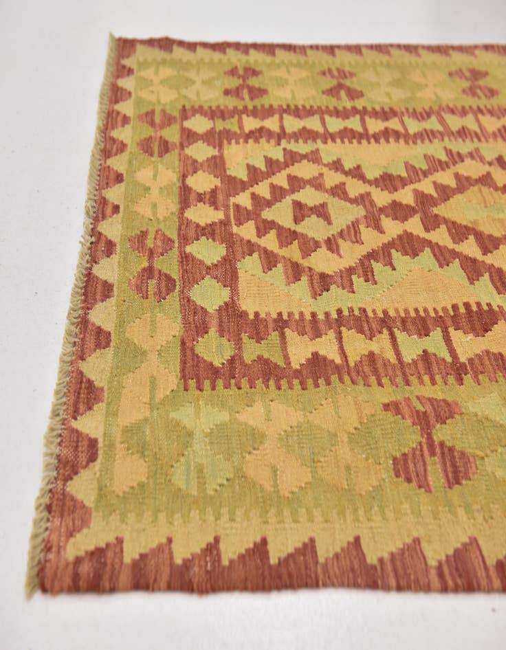Detail image of  2' 10 x 4' 5  Hand Woven Kilim Waziri Wool Rug