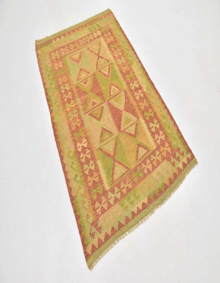 Detail image of  3' 3 x 4' 8  Hand Woven Kilim Waziri Wool Rug