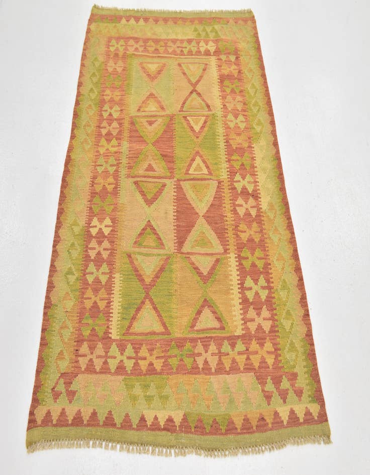 Detail image of  3' 3 x 4' 8  Hand Woven Kilim Waziri Wool Rug