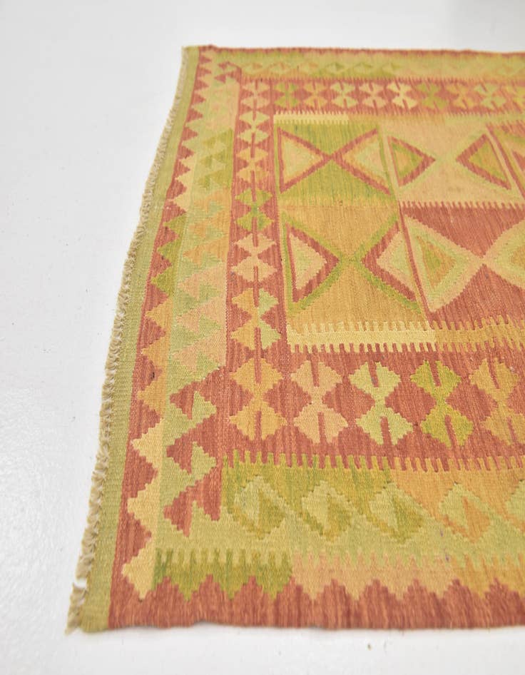 Detail image of  3' 3 x 4' 8  Hand Woven Kilim Waziri Wool Rug