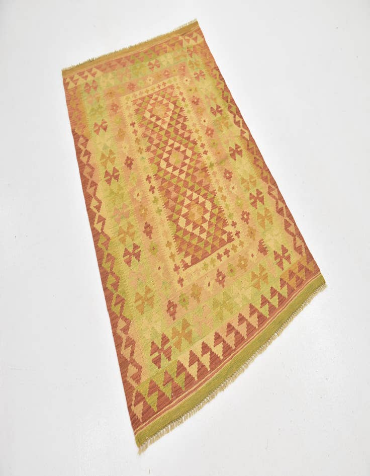 Detail image of  3' 3 x 4' 8  Hand Woven Kilim Waziri Wool Rug