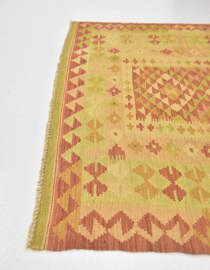 Detail image of  3' 3 x 4' 8  Hand Woven Kilim Waziri Wool Rug