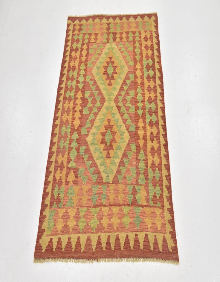 Detail image of  3' 2 x 5'  Hand Woven Kilim Waziri Wool Rug