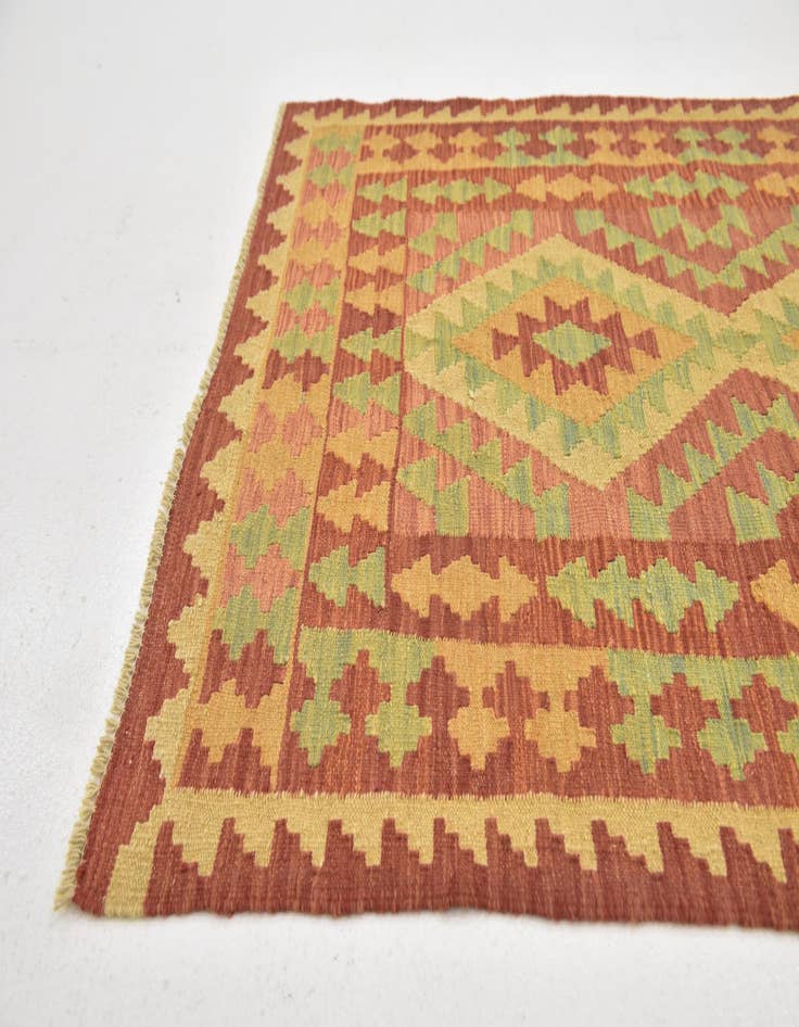Detail image of  3' 2 x 5'  Hand Woven Kilim Waziri Wool Rug