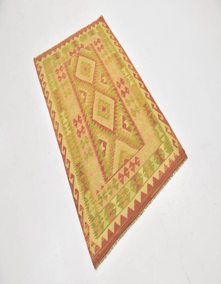 Detail image of  3' 3 x 5'  Hand Woven Kilim Waziri Wool Rug