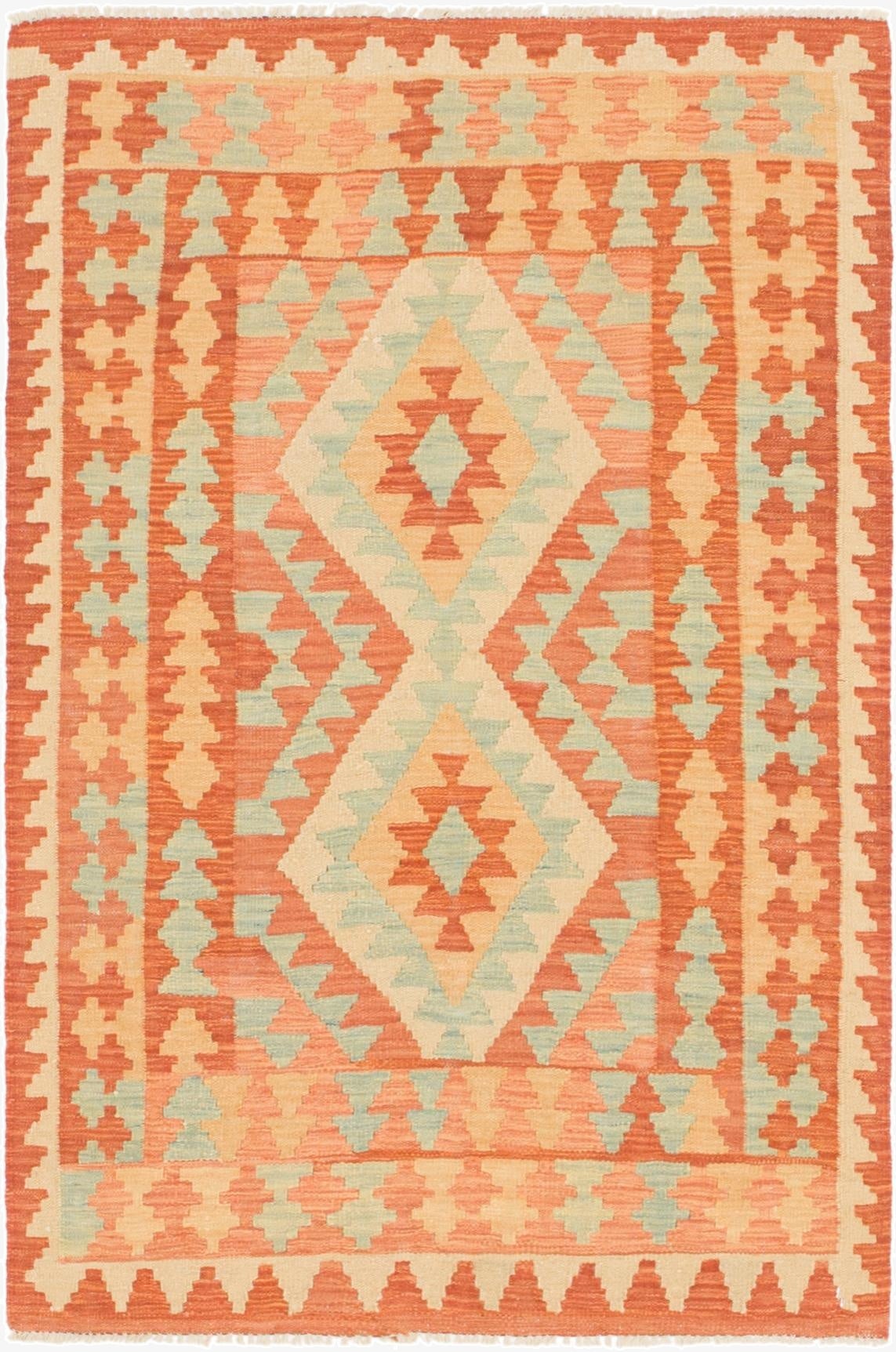  3' 2 x 5'  Hand Woven Kilim Waziri Wool Rug