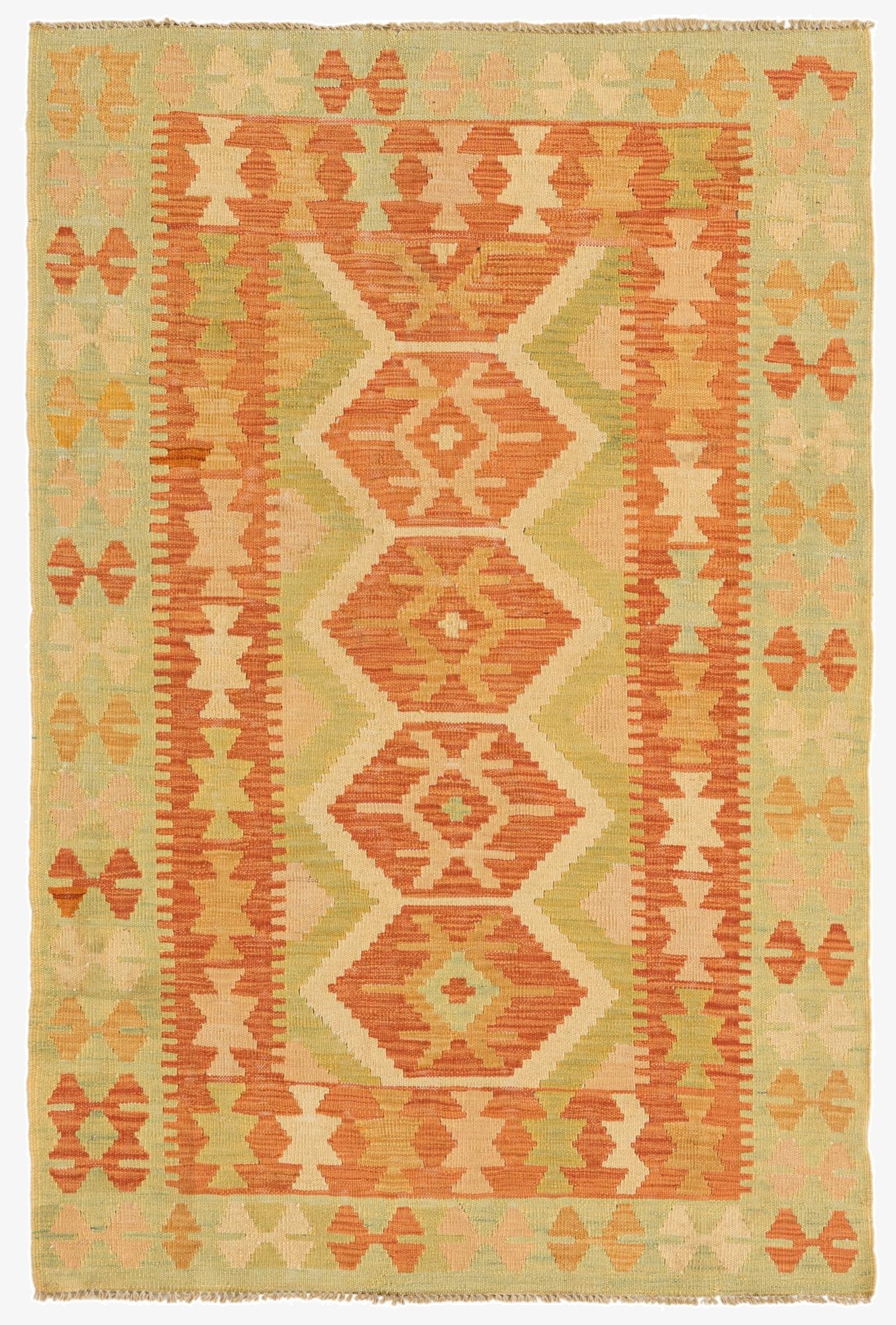  3' 3 x 5'  Hand Woven Kilim Waziri Wool Rug