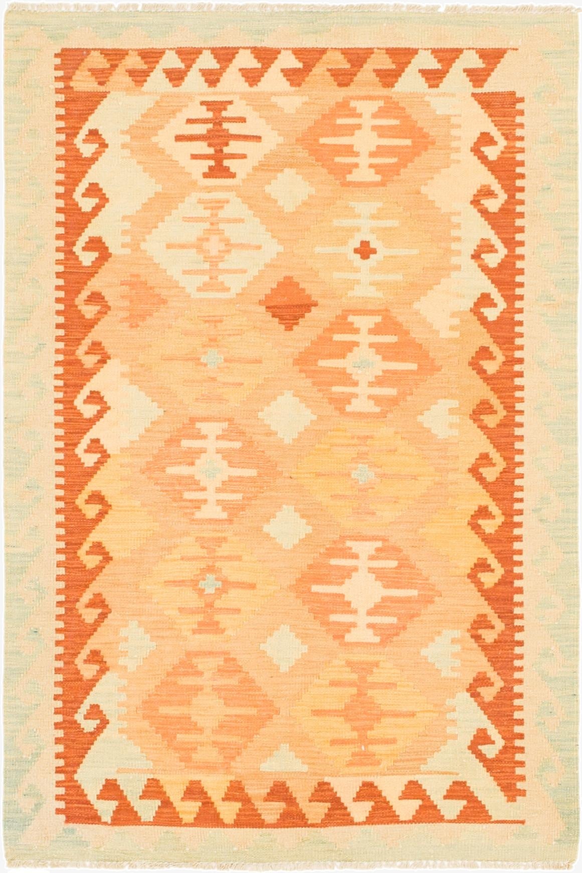  3' 2 x 4' 10  Hand Woven Kilim Waziri Wool Rug