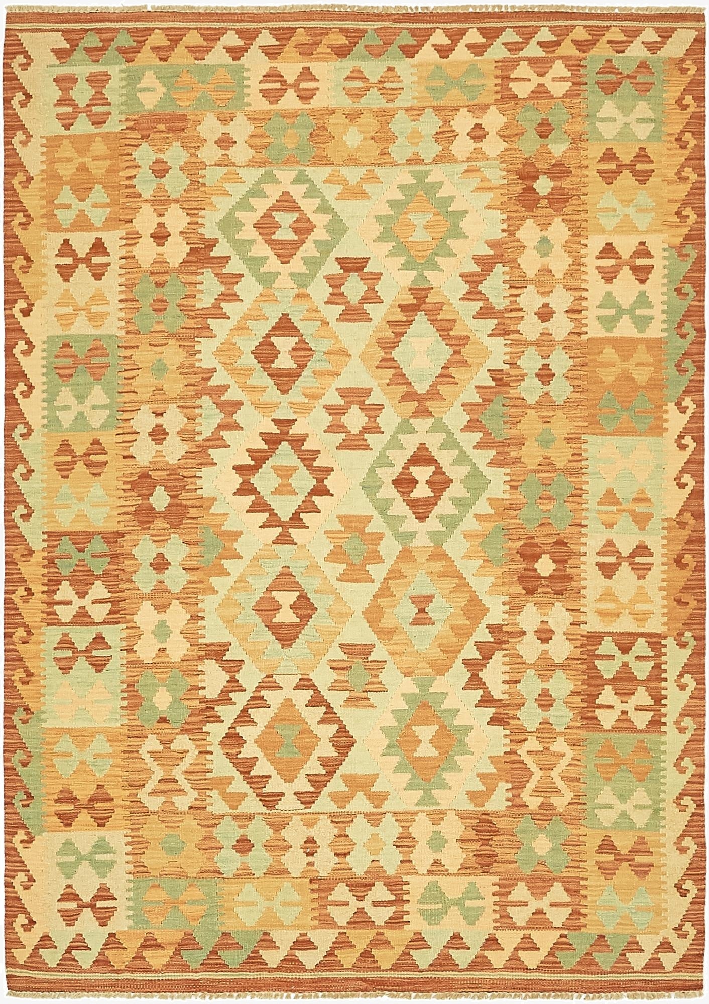  4' x 5' 9  Hand Woven Kilim Waziri Wool Rug