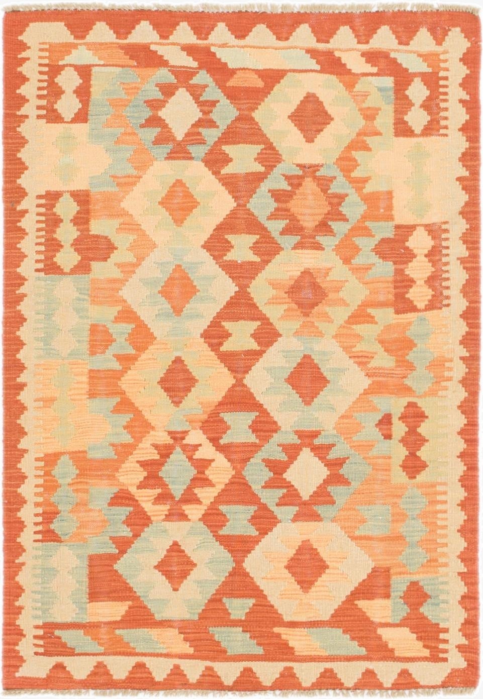  2' 10 x 4'  Hand Woven Kilim Waziri Wool Rug
