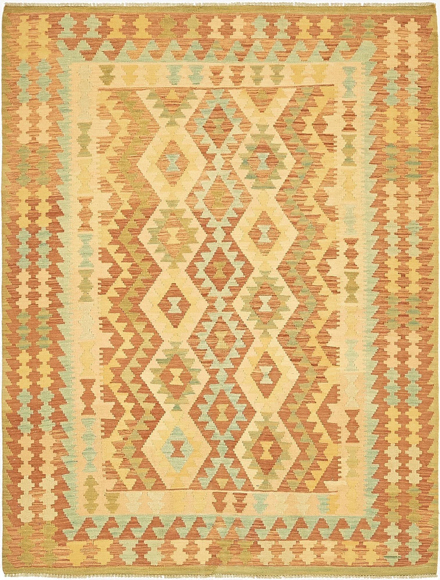  5' x 6' 6  Hand Woven Kilim Waziri Wool Rug