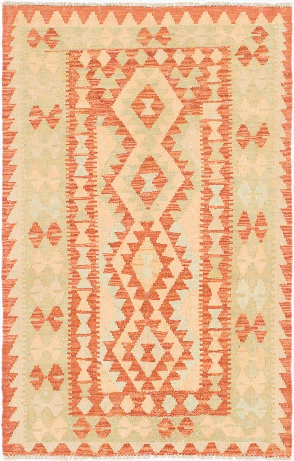  2' 10 x 4' 5  Hand Woven Kilim Waziri Wool Rug
