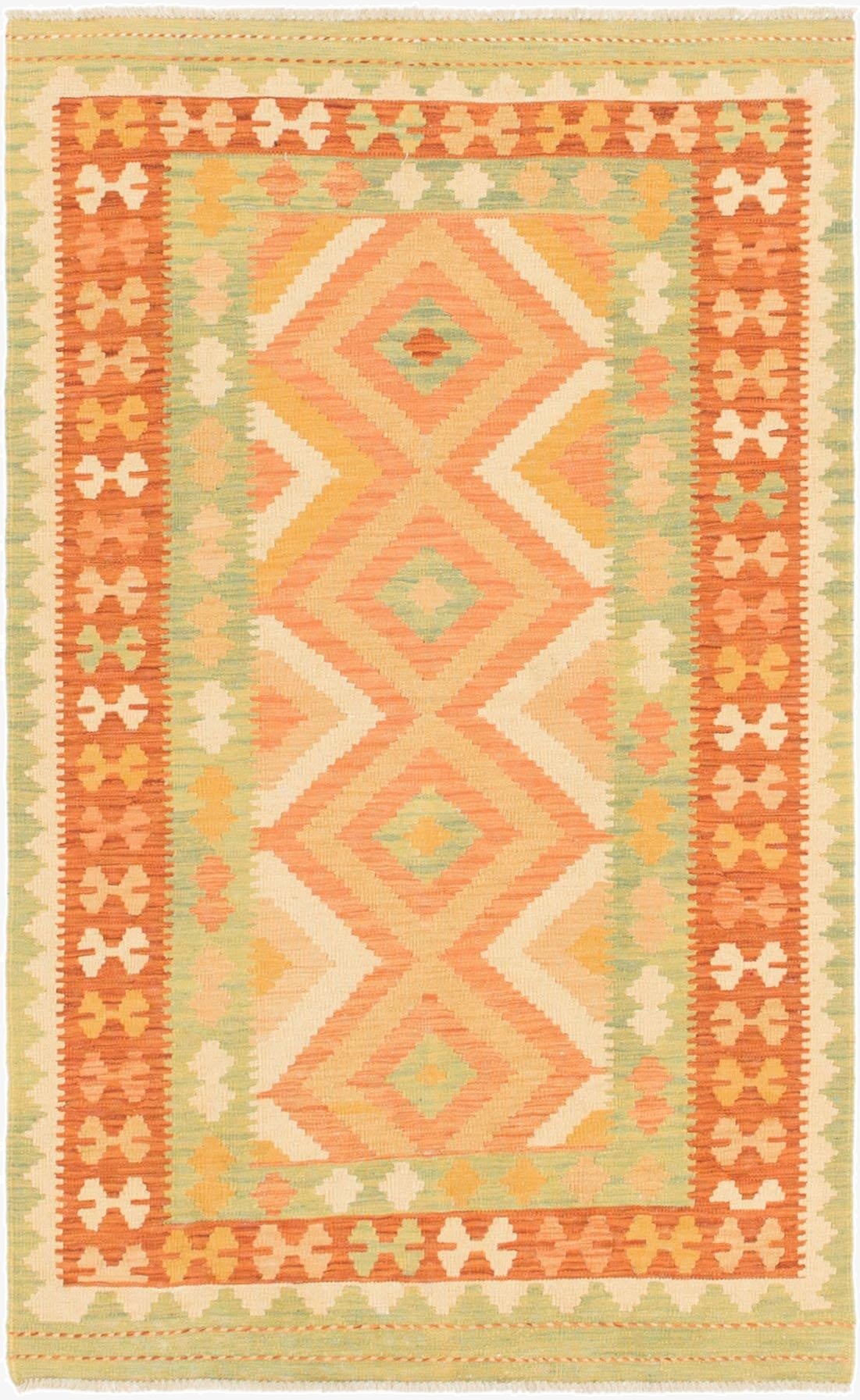  3' 2 x 5'  Hand Woven Kilim Waziri Wool Rug
