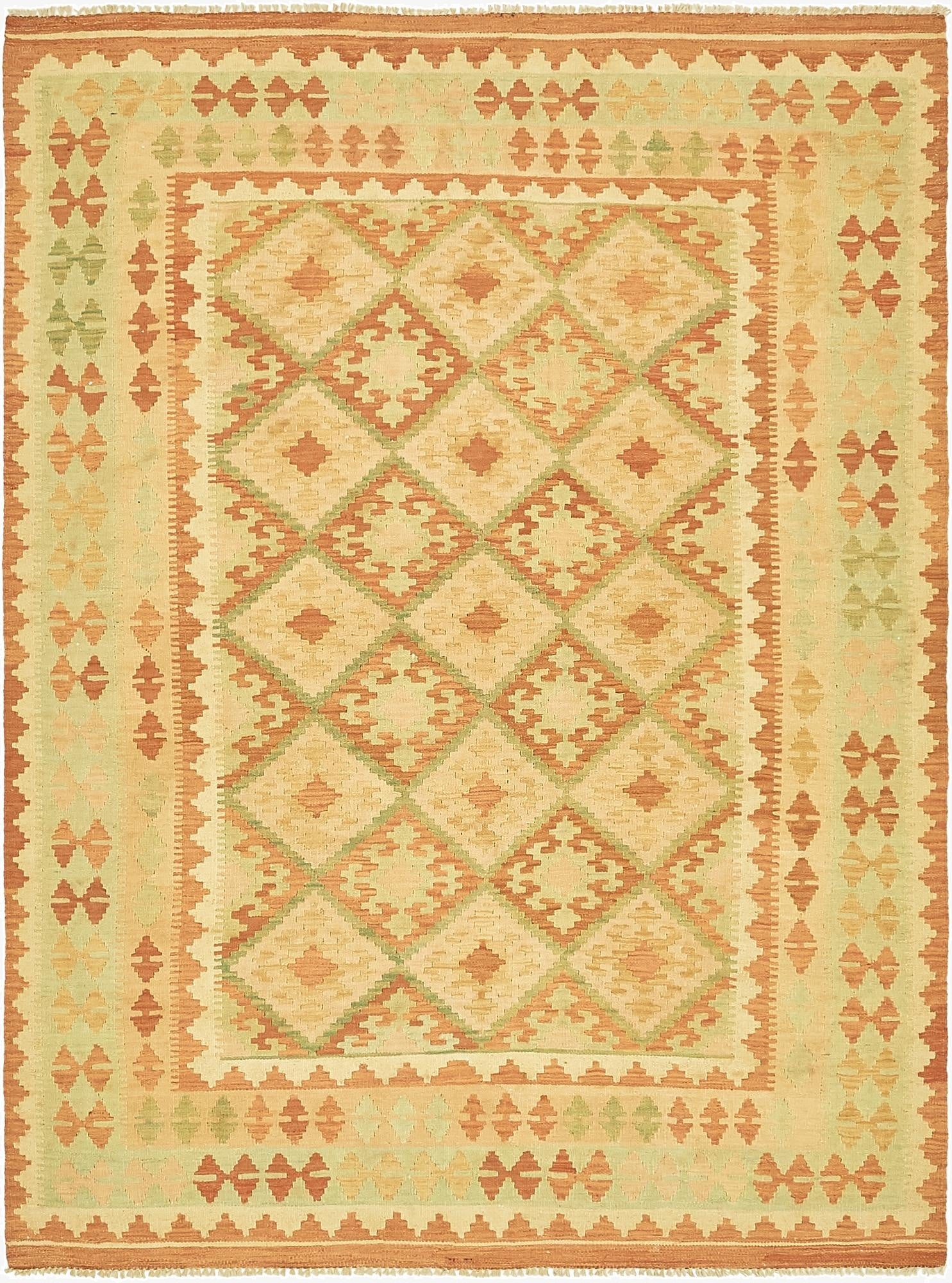  4' 10 x 6' 7  Hand Woven Kilim Waziri Wool Rug