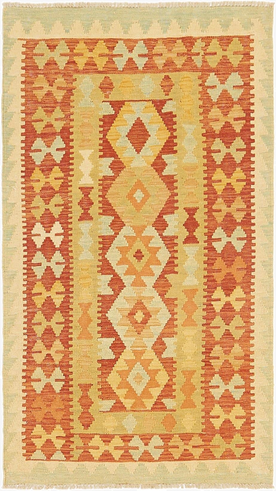  2' 8 x 4' 9  Hand Woven Kilim Waziri Wool Rug