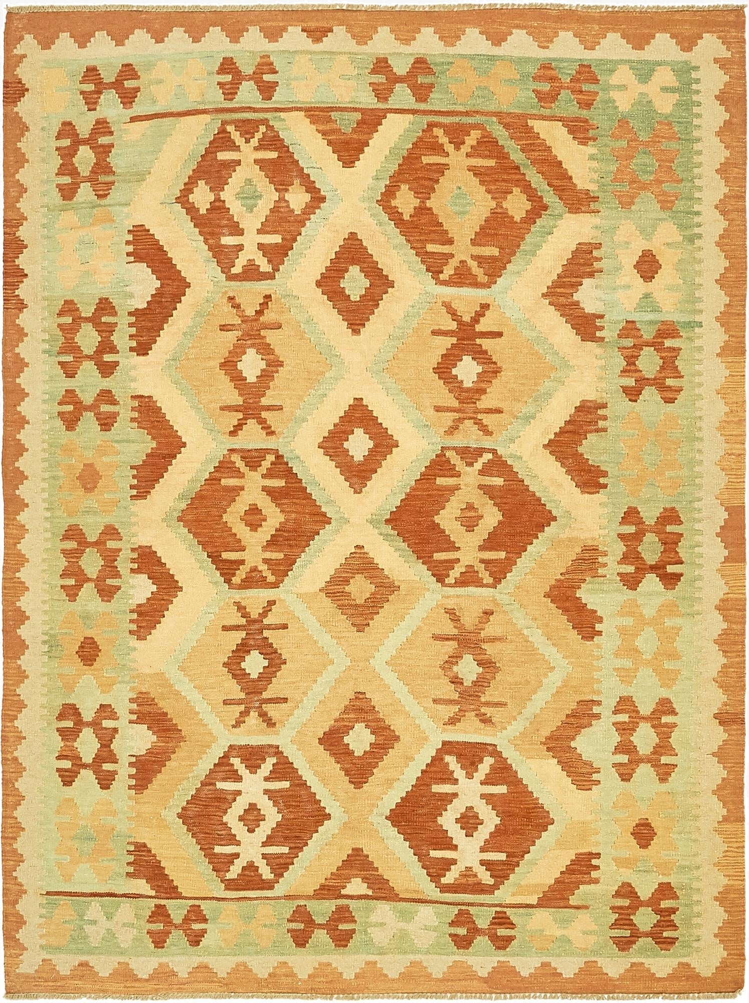  5' x 6' 6  Hand Woven Kilim Waziri Wool Rug