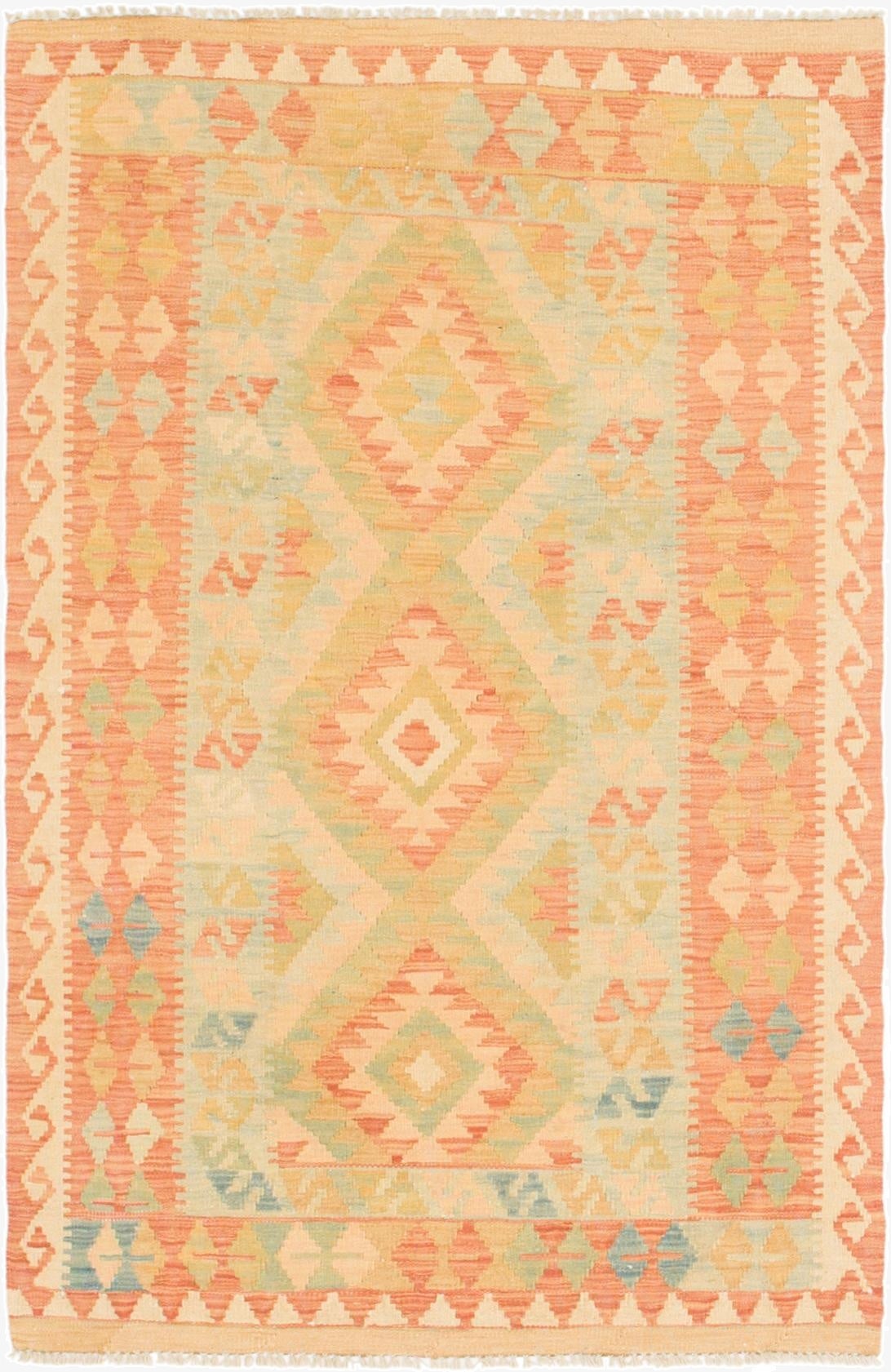  3' x 4' 9  Hand Woven Kilim Waziri Wool Rug