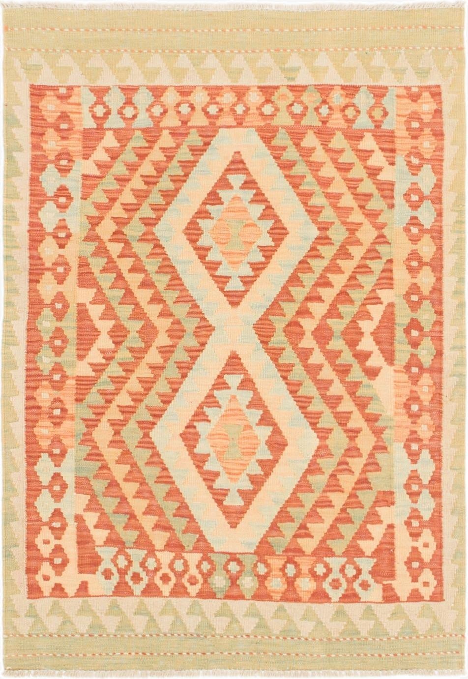  2' 10 x 4'  Hand Woven Kilim Waziri Wool Rug
