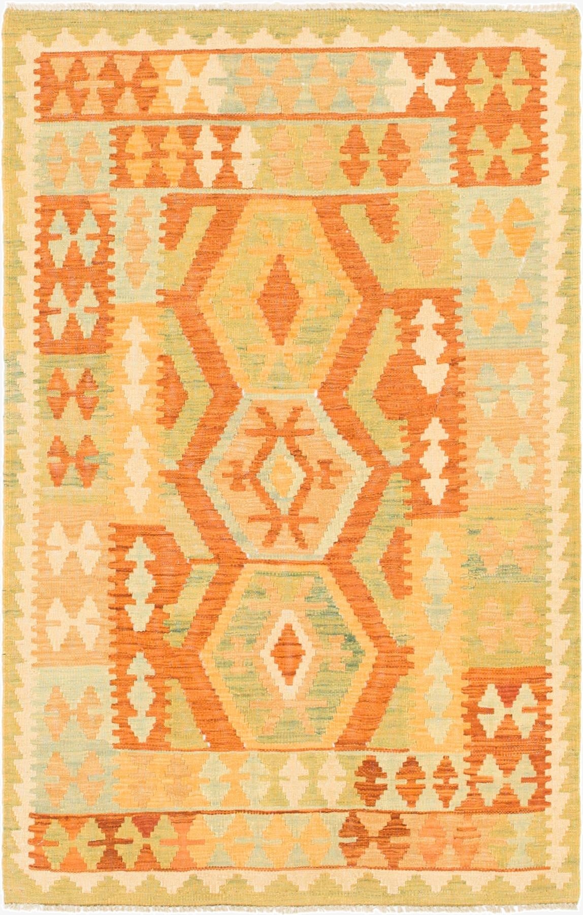  3' 2 x 5'  Hand Woven Kilim Waziri Wool Rug