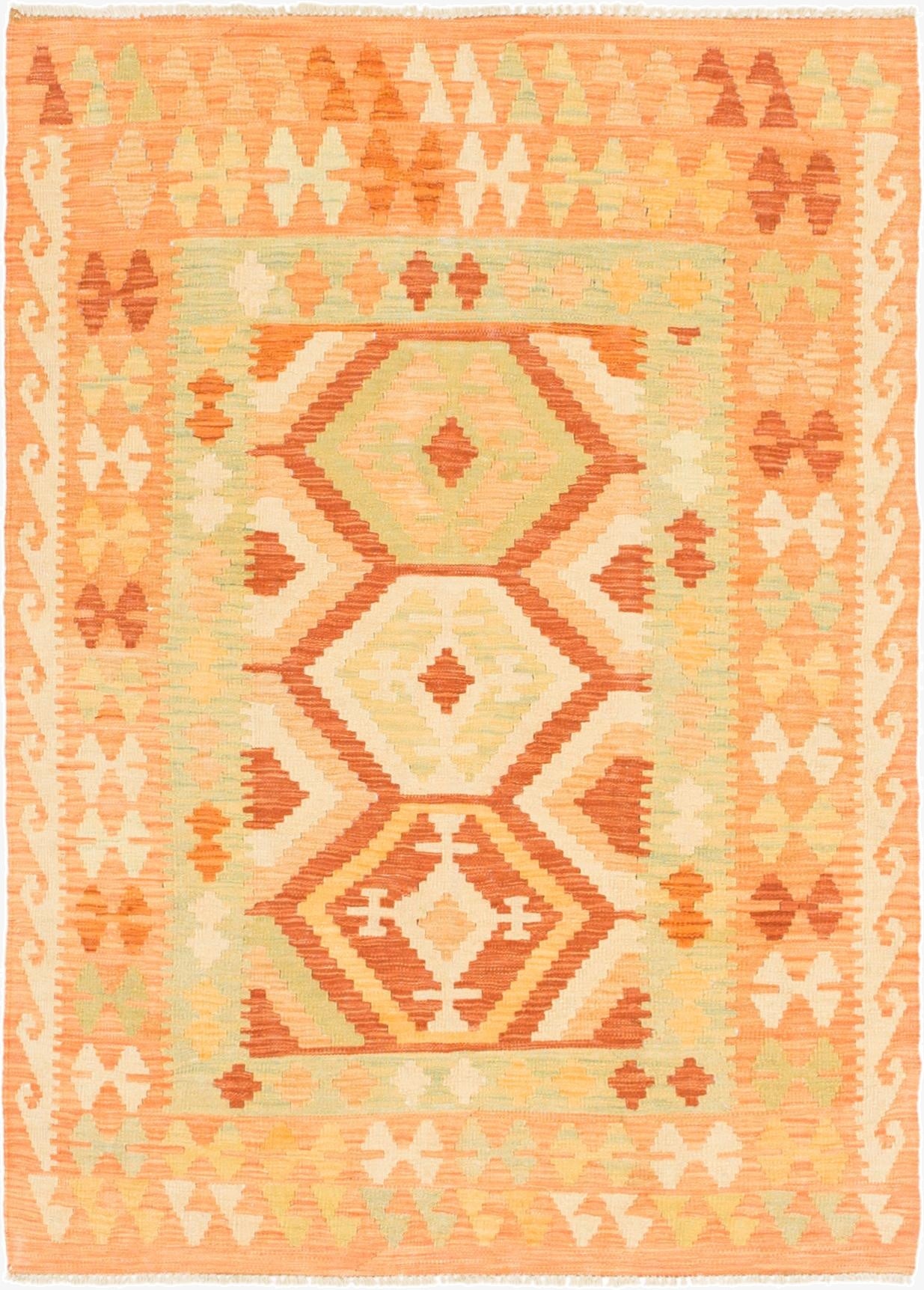  3' 5 x 4' 10  Hand Woven Kilim Waziri Wool Rug
