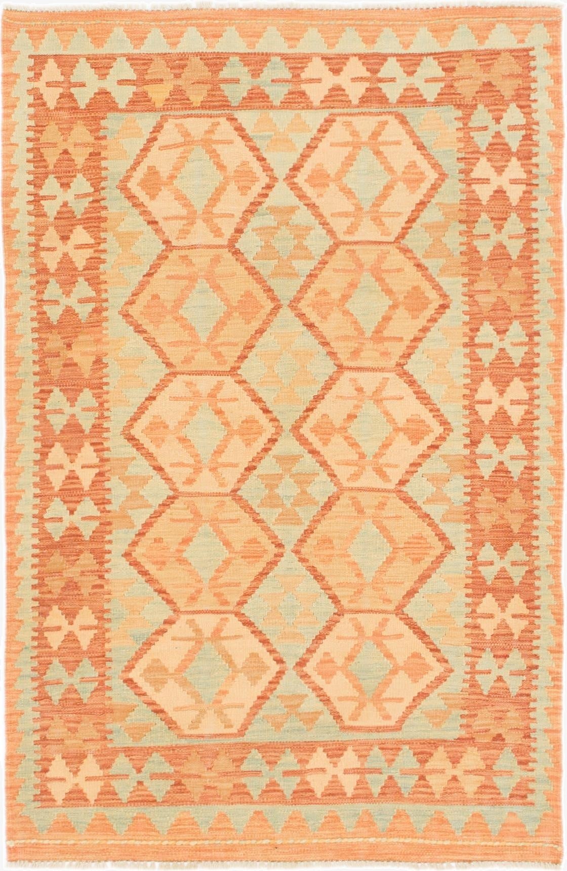  3' 4 x 5'  Hand Woven Kilim Waziri Wool Rug