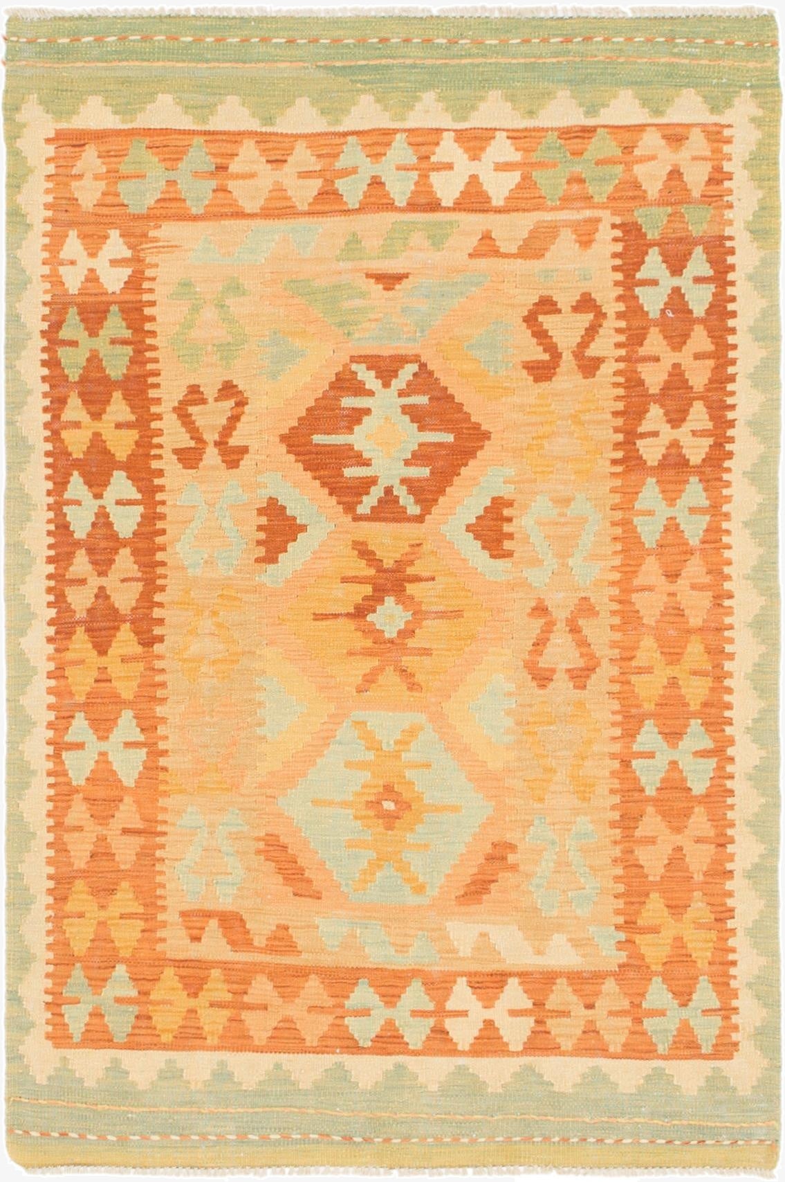  3' 2 x 5'  Hand Woven Kilim Waziri Wool Rug