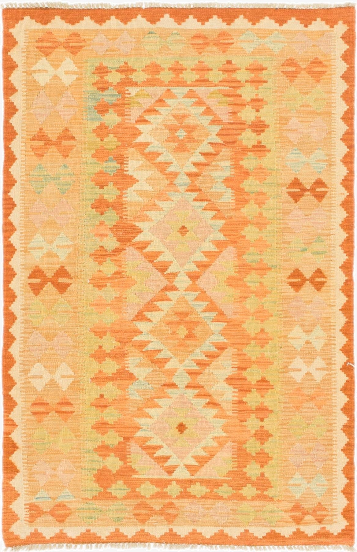  3' 3 x 5' 2  Hand Woven Kilim Waziri Wool Rug