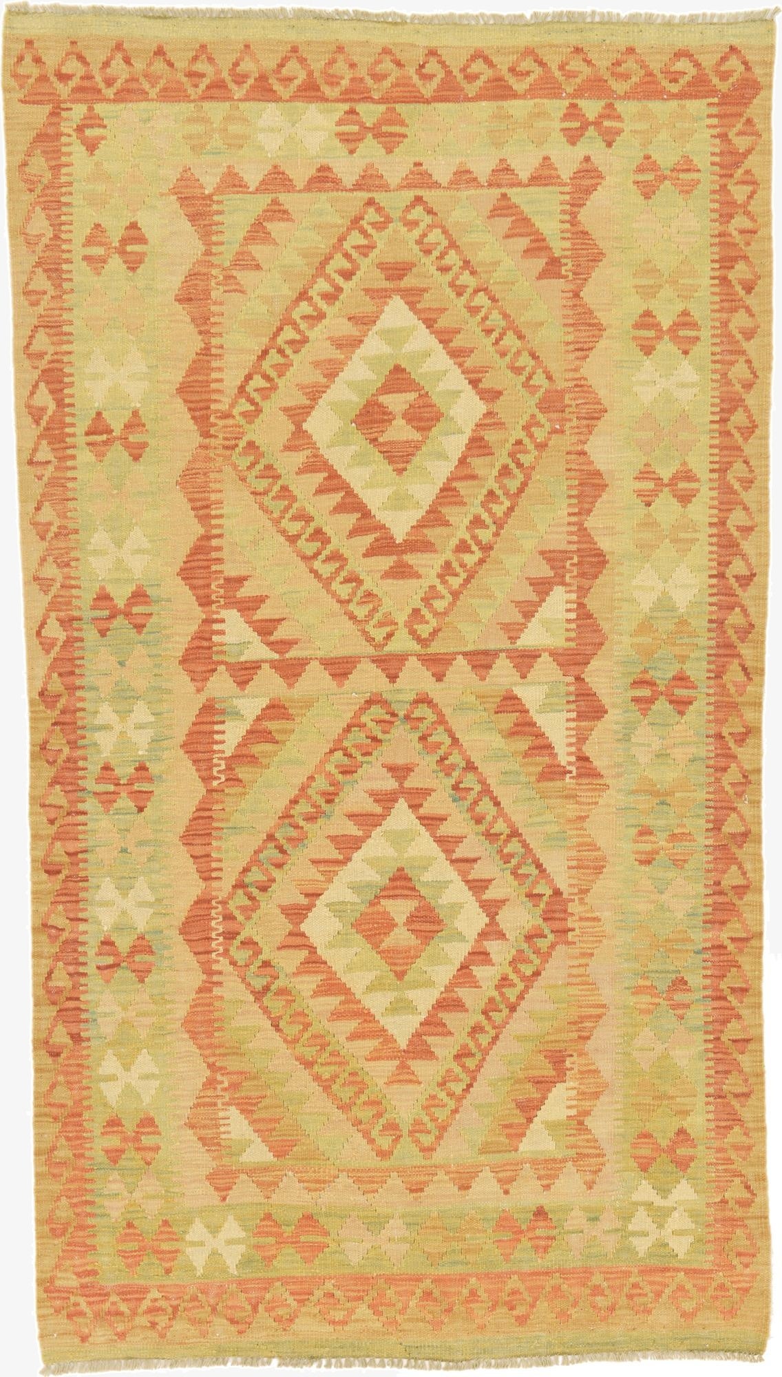 3' 7 x 6' 7  Hand Woven Kilim Waziri Wool Rug