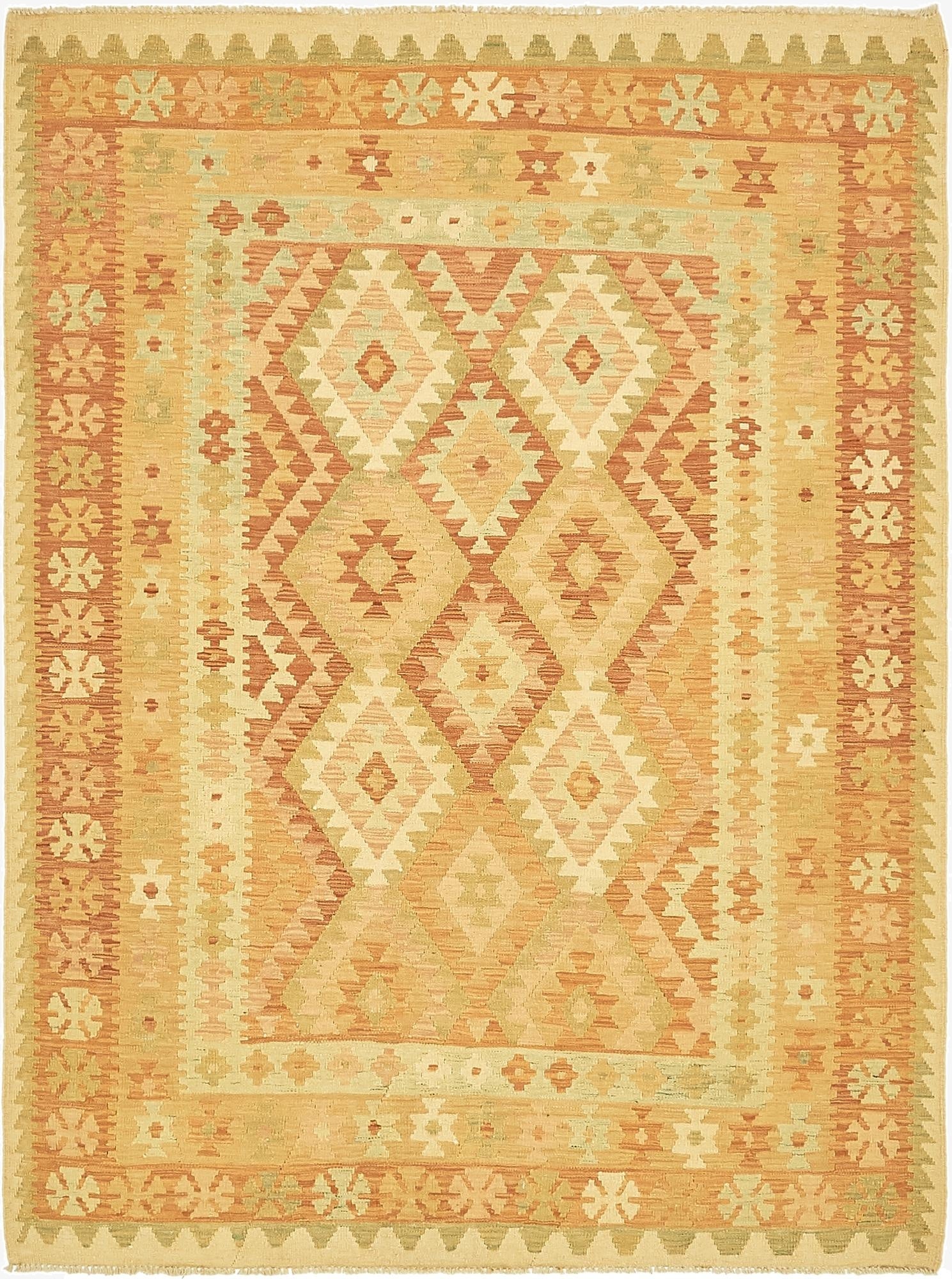  4' 10 x 6' 9  Hand Woven Kilim Waziri Wool Rug