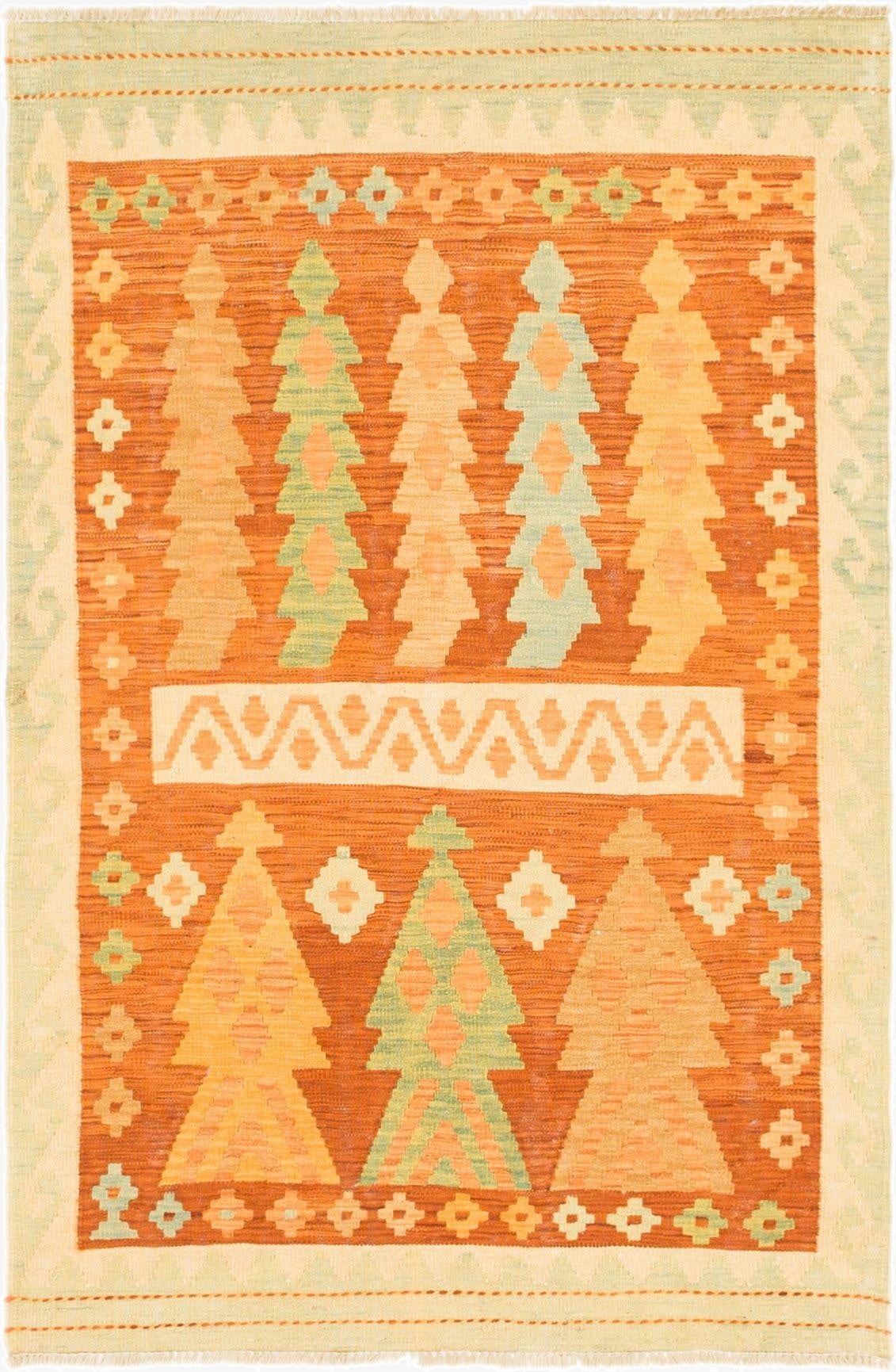  3' 3 x 5'  Hand Woven Kilim Waziri Wool Rug