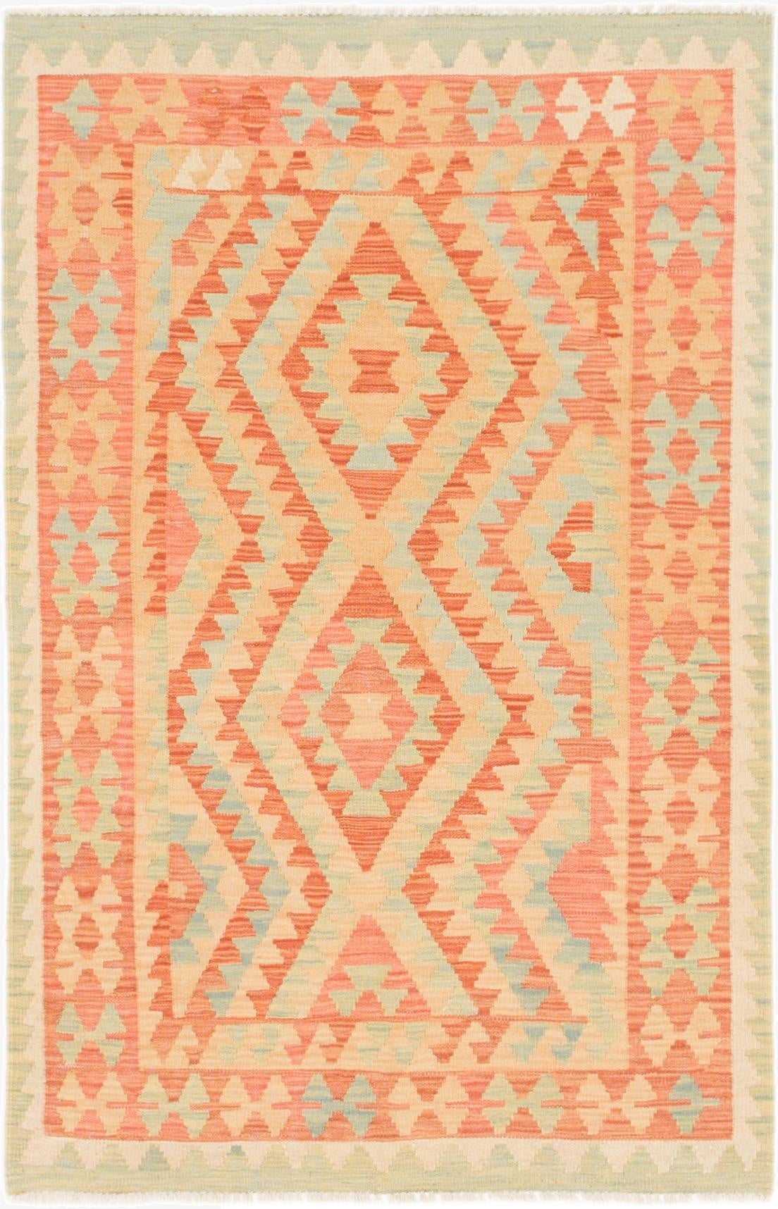  3' 3 x 5'  Hand Woven Kilim Waziri Wool Rug