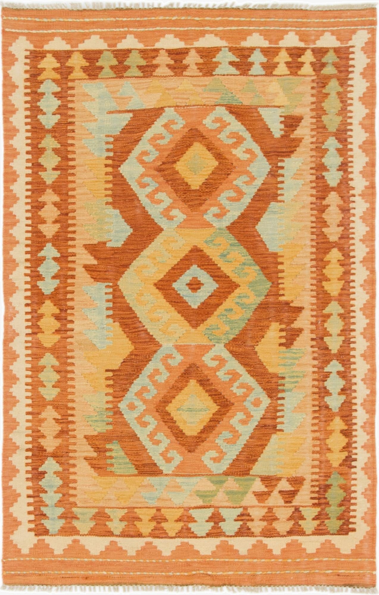  3' 3 x 5'  Hand Woven Kilim Waziri Wool Rug