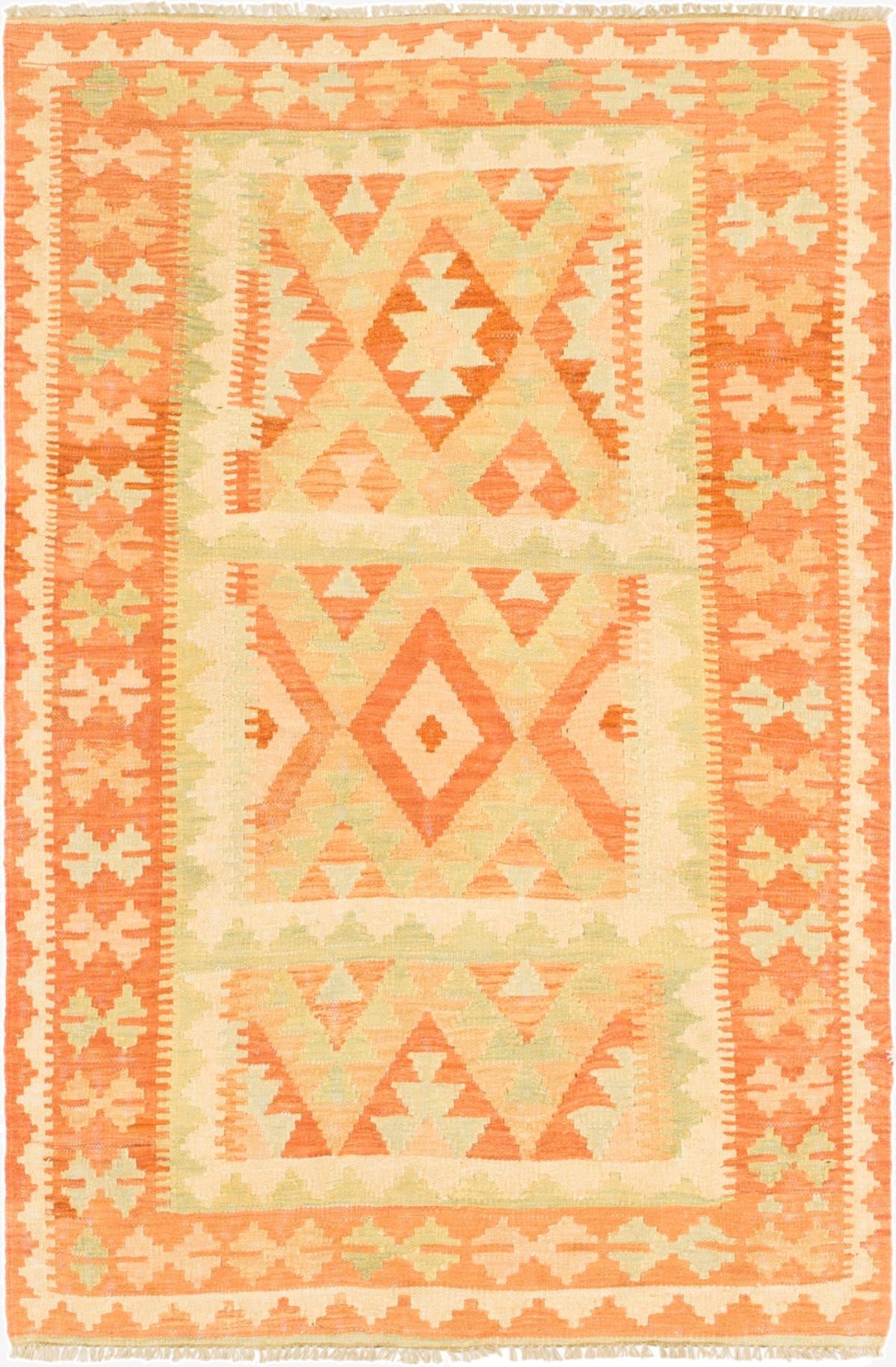  3' 4 x 5'  Hand Woven Kilim Waziri Wool Rug