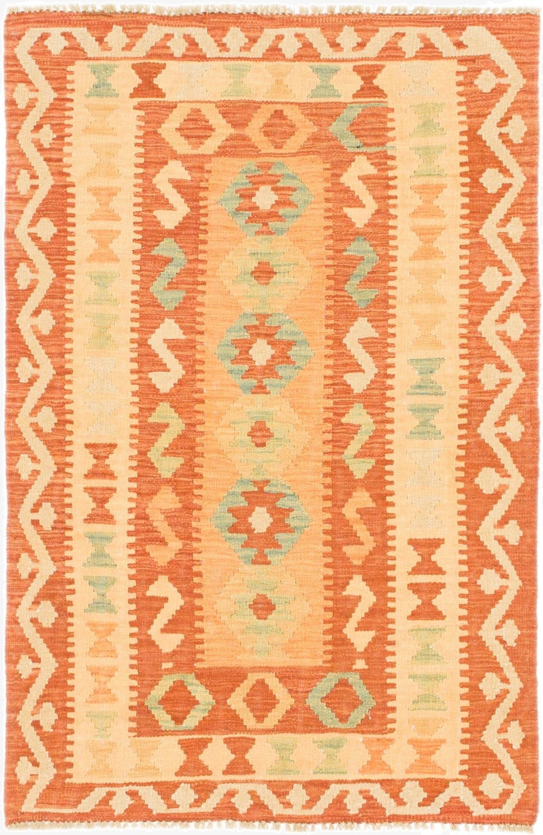  3' 2 x 4' 10  Hand Woven Kilim Waziri Wool Rug