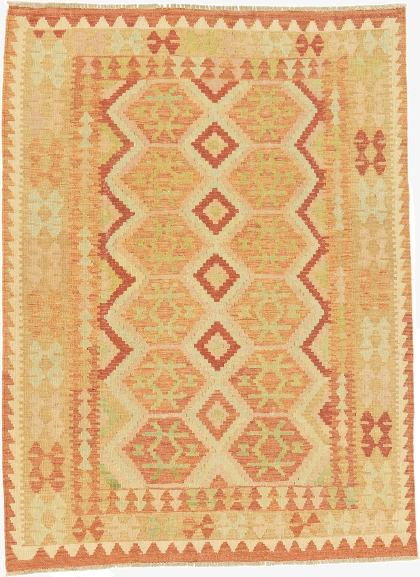  4' 10 x 6' 6  Hand Woven Kilim Waziri Wool Rug
