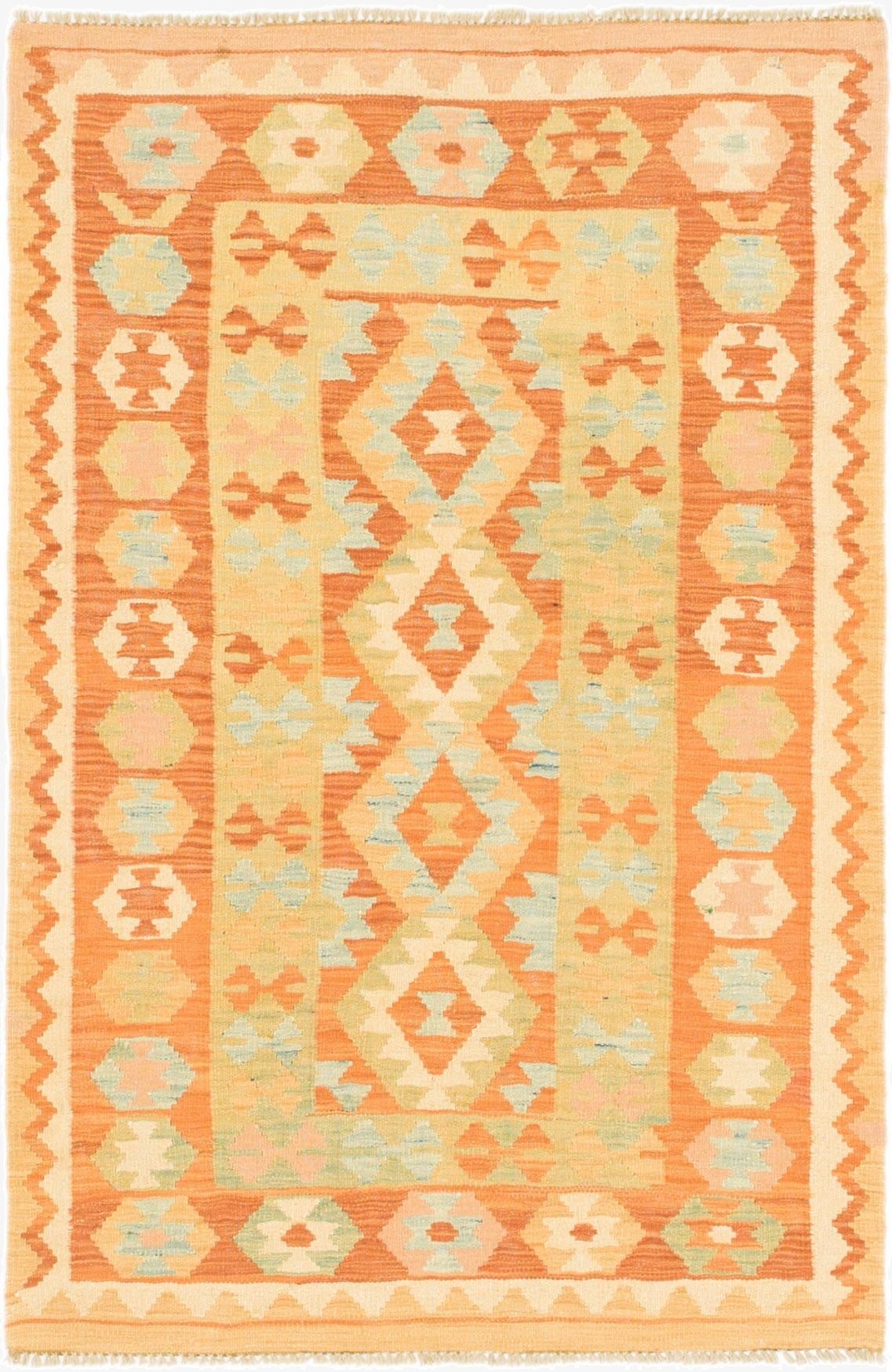  3' 2 x 5'  Hand Woven Kilim Waziri Wool Rug