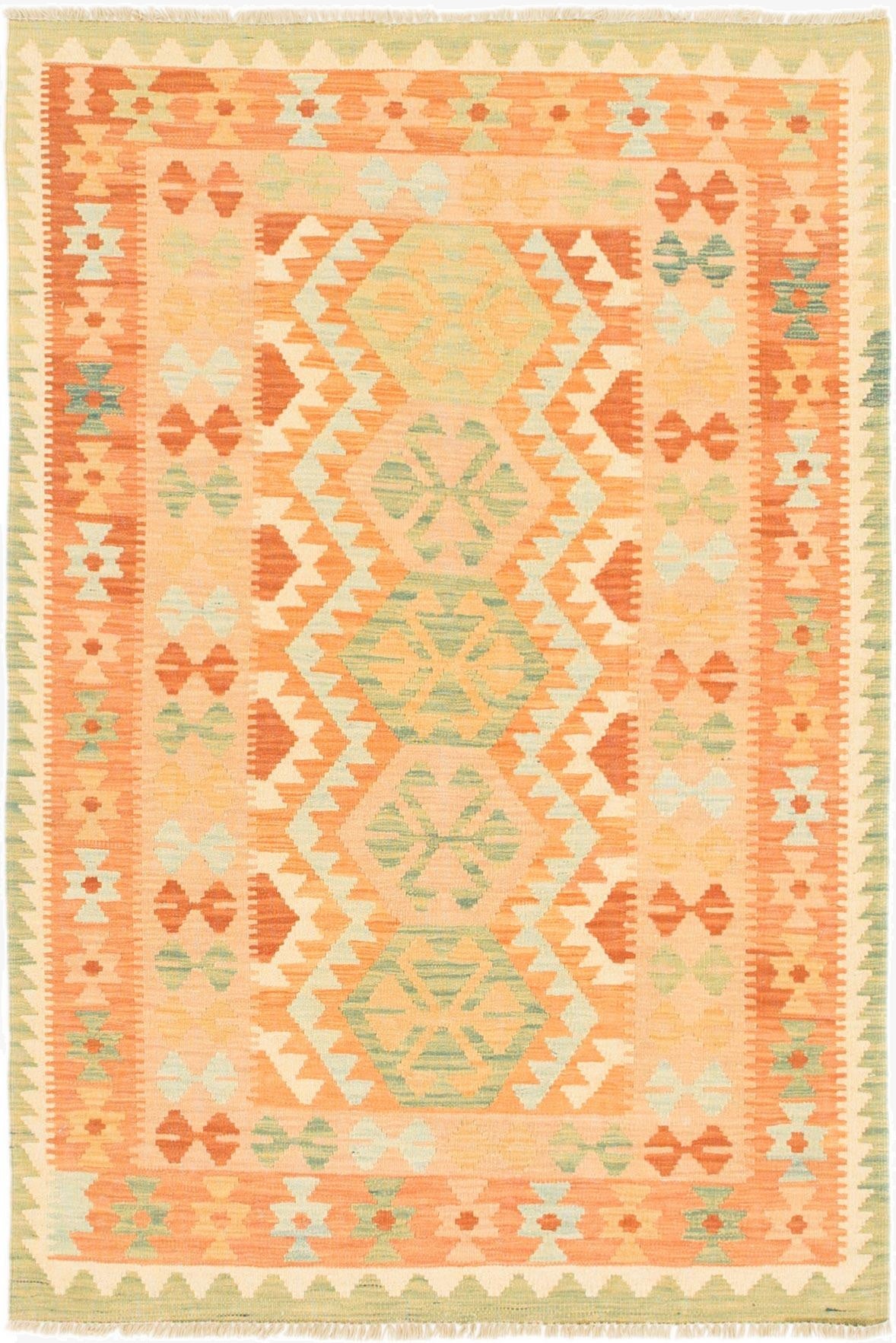  3' 4 x 5'  Hand Woven Kilim Waziri Wool Rug