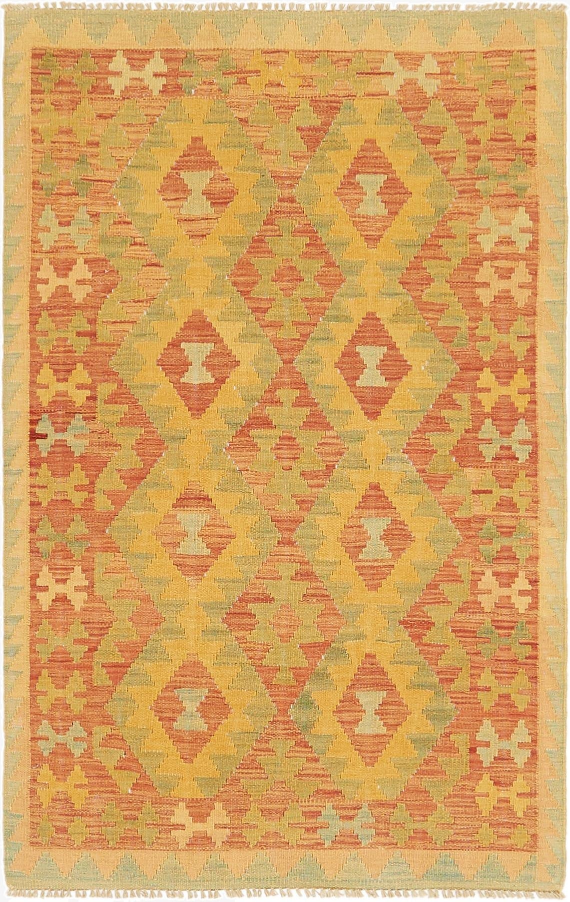  3' x 5' 2  Hand Woven Kilim Waziri Wool Rug