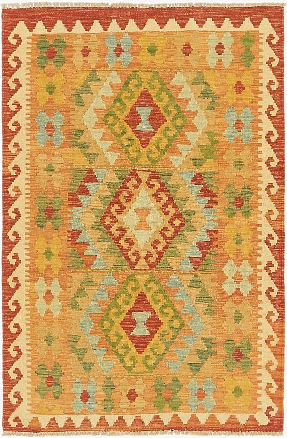  2' 10 x 4' 3  Hand Woven Kilim Waziri Wool Rug