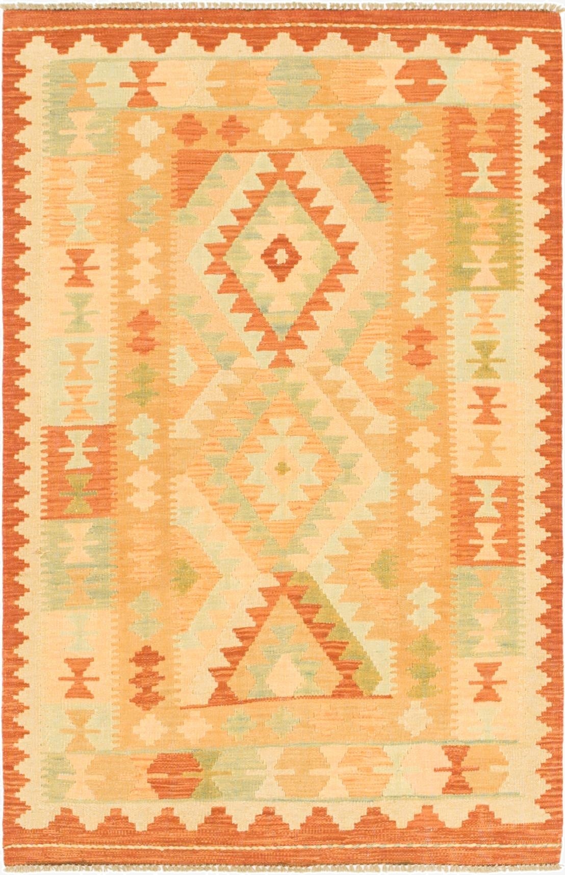  3' 2 x 5'  Hand Woven Kilim Waziri Wool Rug