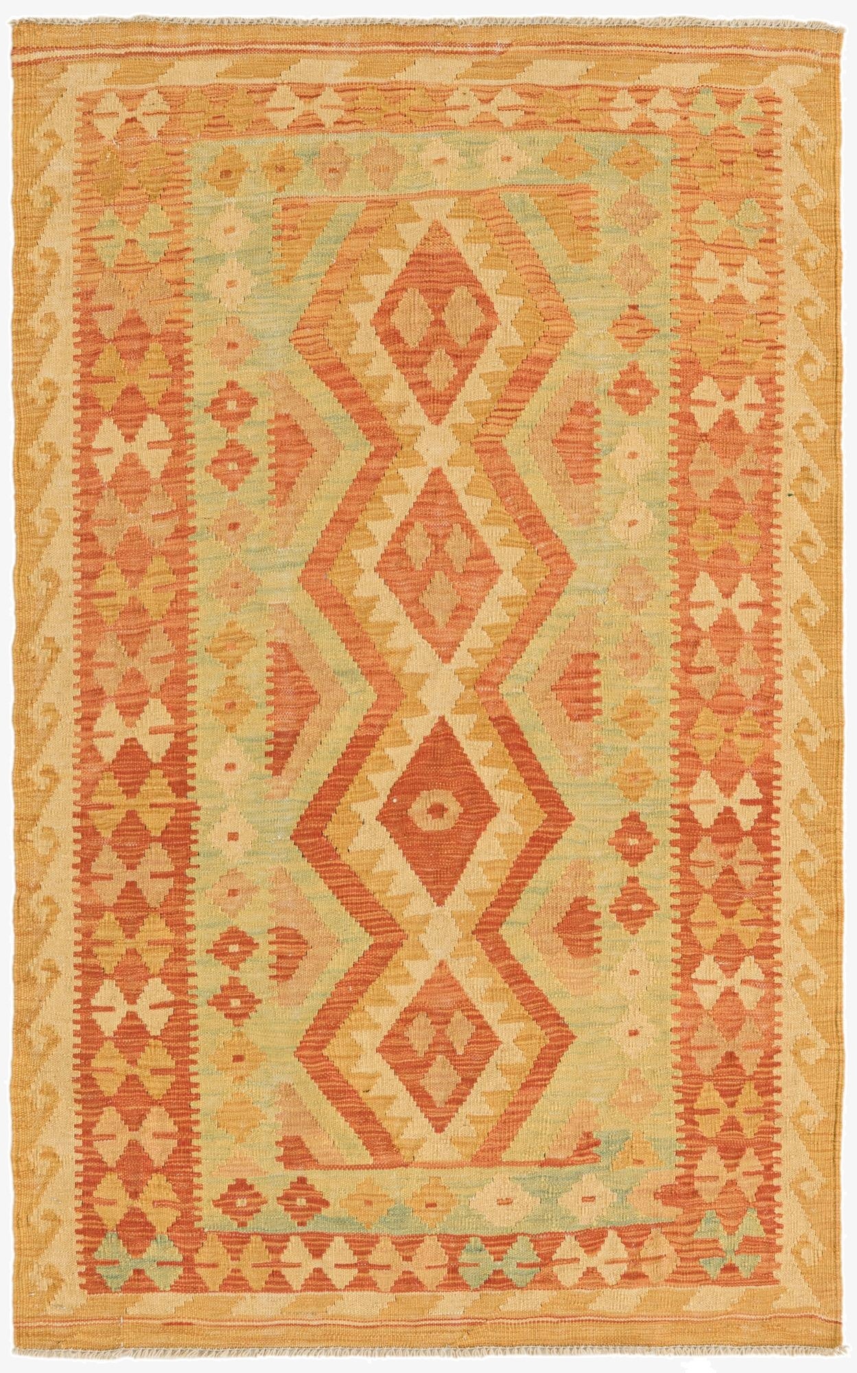  3' 3 x 5'  Hand Woven Kilim Waziri Wool Rug