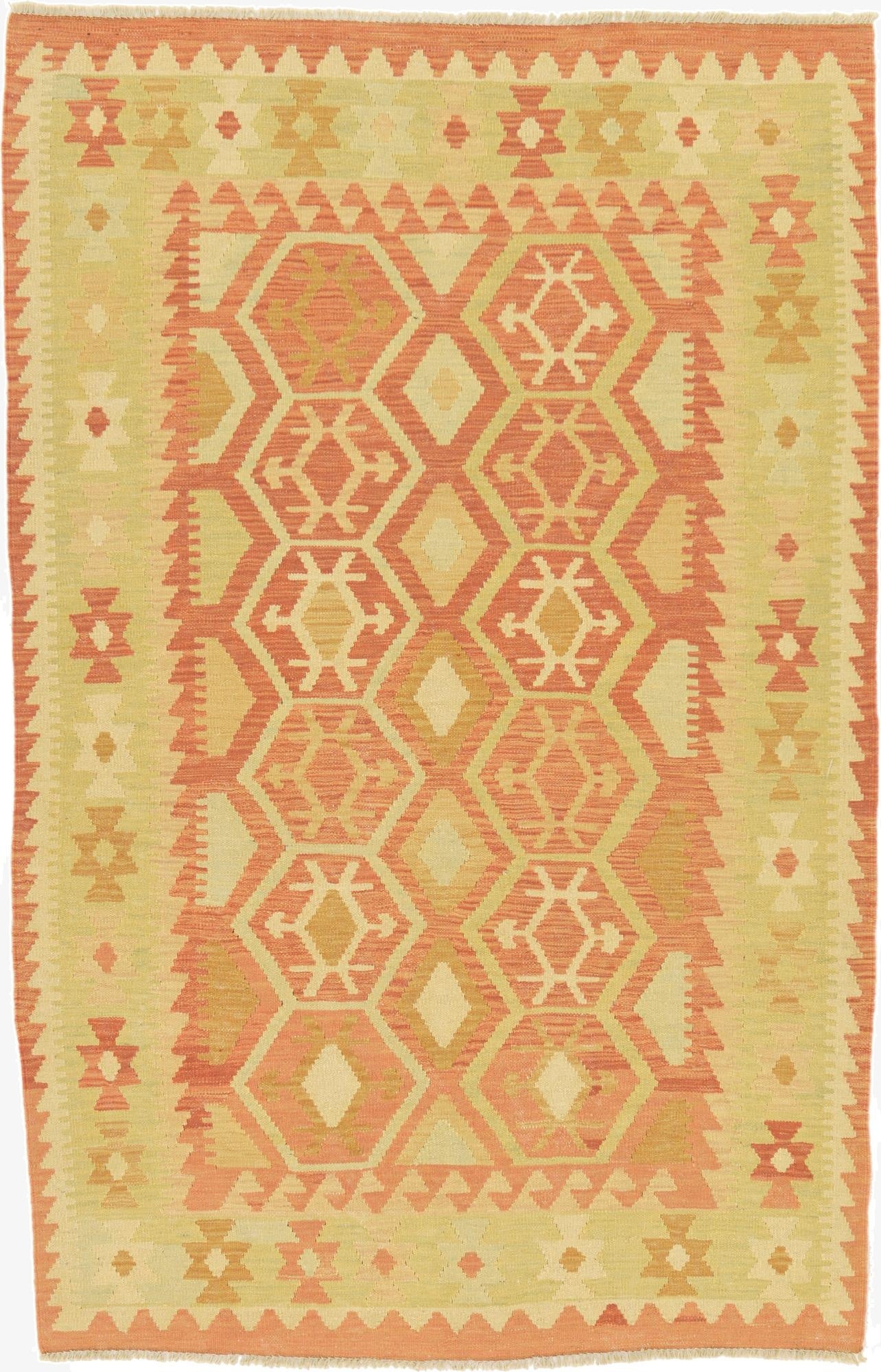  3' 9 x 5' 9  Hand Woven Kilim Waziri Wool Rug