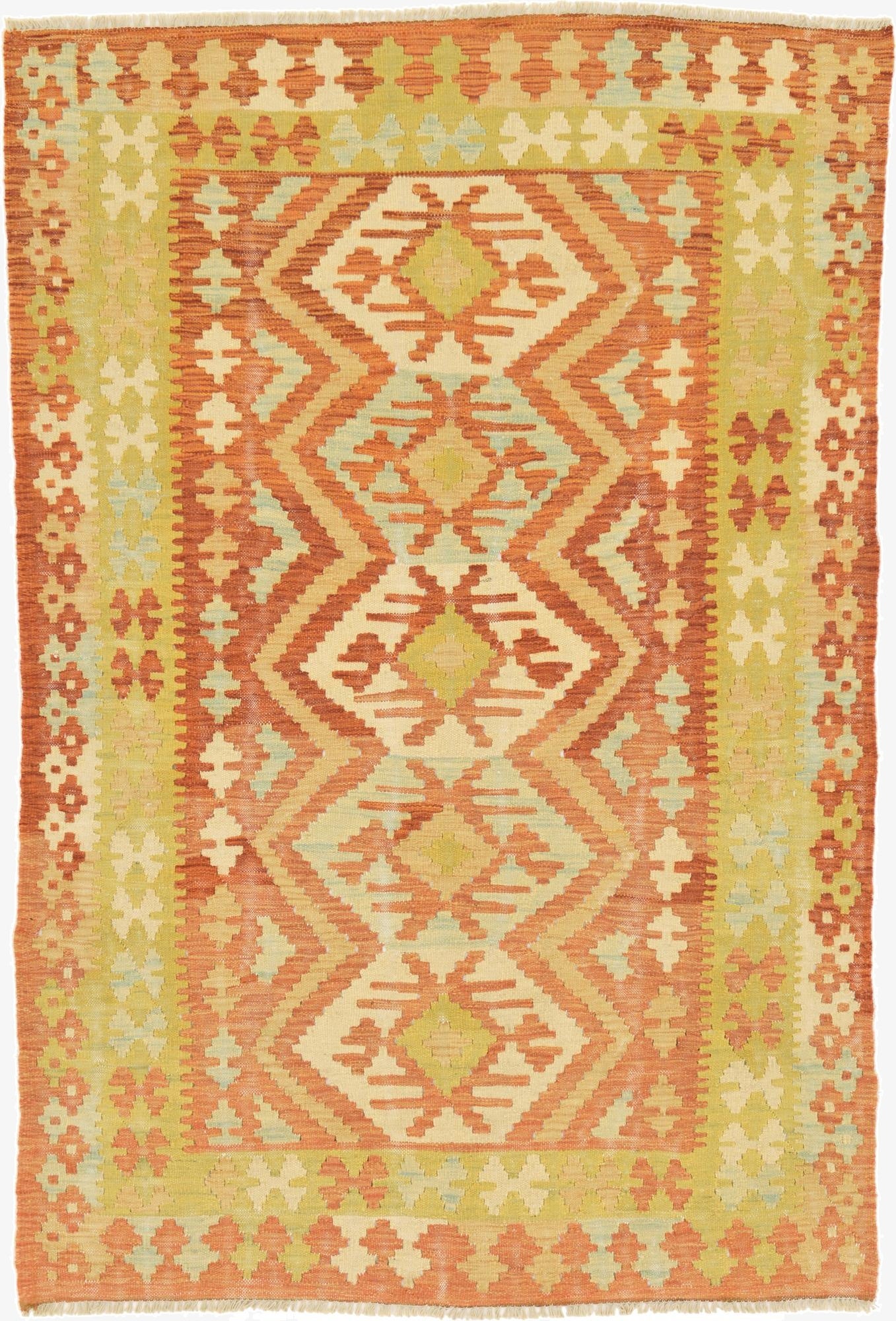  3' 10 x 5' 8  Hand Woven Kilim Waziri Wool Rug