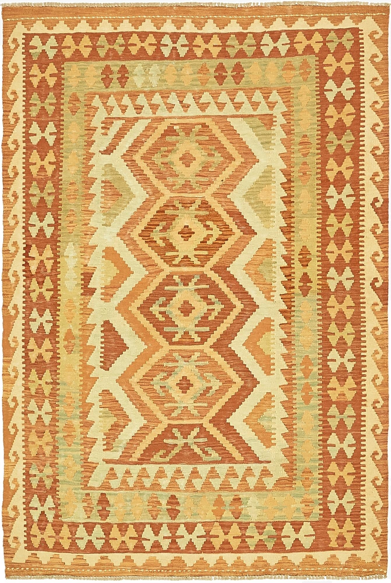  3' 10 x 5' 10  Hand Woven Kilim Waziri Wool Rug
