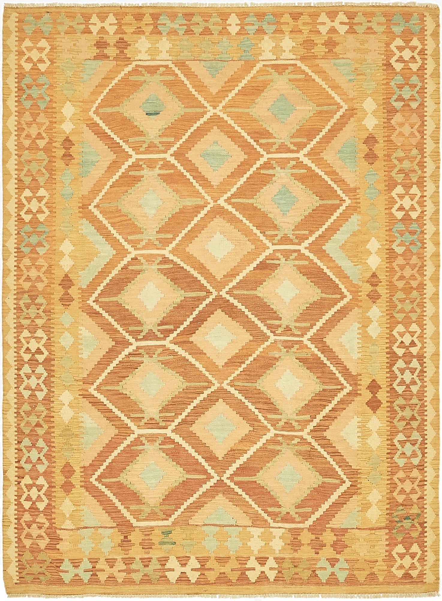  4' 8 x 6' 6  Hand Woven Kilim Waziri Wool Rug
