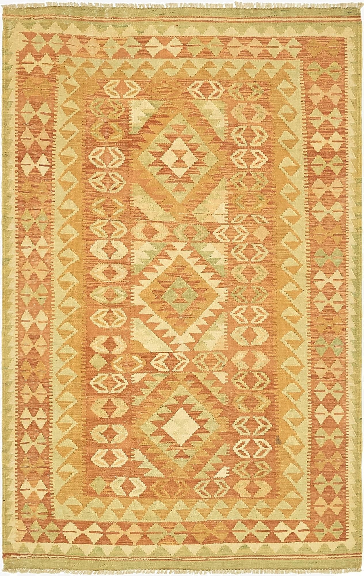  3' 8 x 6'  Hand Woven Kilim Waziri Wool Rug