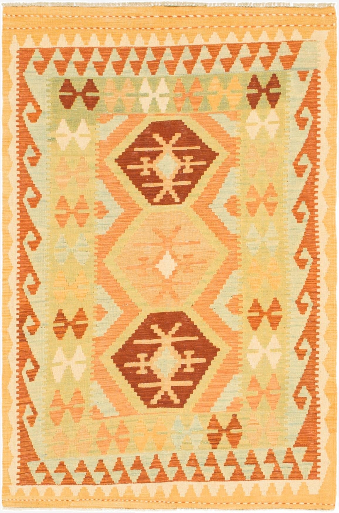  3' 3 x 5'  Hand Woven Kilim Waziri Wool Rug