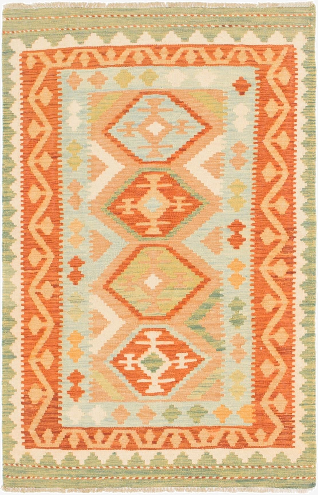  3' 2 x 5'  Hand Woven Kilim Waziri Wool Rug