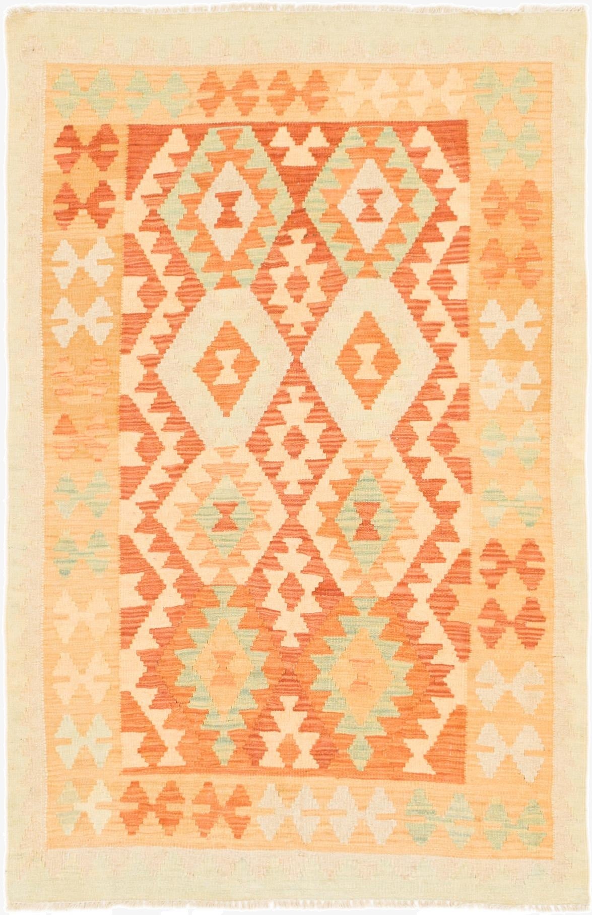  3' 4 x 5'  Hand Woven Kilim Waziri Wool Rug