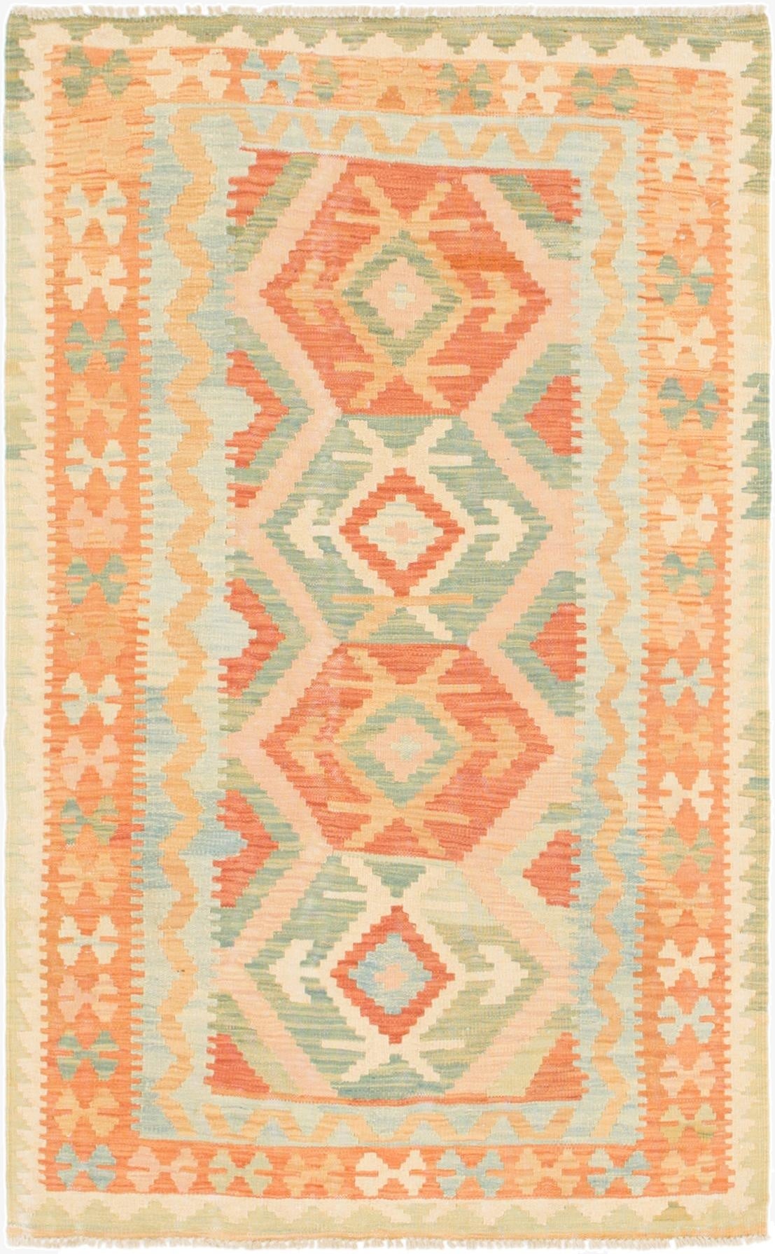  3' 2 x 5'  Hand Woven Kilim Waziri Wool Rug